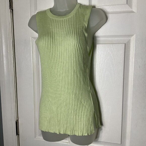 TOPSHOP Ribbed Knit Tank Green - Picture 6 of 16